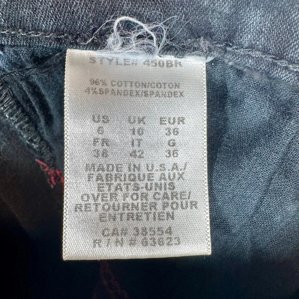 NYDJ‎ Black Wash Slim Leg Jeans Rhinestone Embellished Denim Pants Size 6